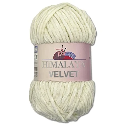 Abbildung von Wohnkult Himalaya 100 g Velvet Dolphin Wolle 40 Farben zur Auswahl Chenille Strickgarn Flauschgarn Glanz Accessoire Kleidung Decken (90008 Vanille)