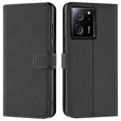 Abbildung von Verco Handyhülle für Xiaomi 13T / Pro Hülle, Bookcase Tasche Flipcover Case [Kartenfächer/Aufstellfunktion], Schwarz
