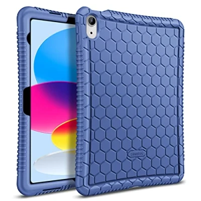 Abbildung von Fintie Silikon Hülle für iPad 10 Generation 2022 (10.9 Zoll) [Bienenstock Serie] Leichte rutschfeste Stoßfeste Schutzhülle Tasche Case Cover, Blau