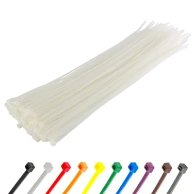 Abbildung von Gocableties Kabelbinder 100 Stück Weiß/Naturfarben Transparent, 200 mm x 3,6 mit 18,2 kg Zugfestigkeit, UV Beständig Set