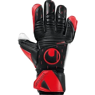 Abbildung von uhlsport Classic Absolutgrip Fußball Torwarthandschuhe für Kinder und Herren, Torwart Handschuhe, Fussball Handschuhe mit Handgelenkfixierung schwarz rot weiß, 9
