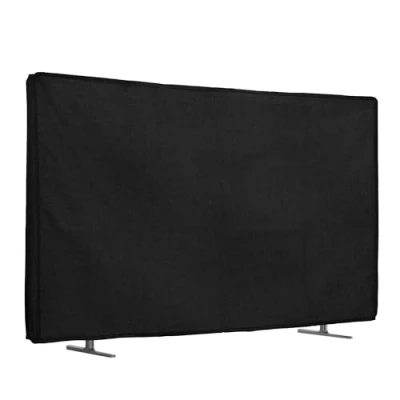 Abbildung von kwmobile Leinen Hülle kompatibel mit 32&quot; TV Staubschutz Abdeckhaube Schutzhülle für Fernseher Bildschirm Staubhaube Haube in Schwarz