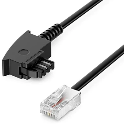 Abbildung von deleyCON 3,0m TAE Anschlusskabel Routerkabel F auf RJ45 Stecker LAN Kabel