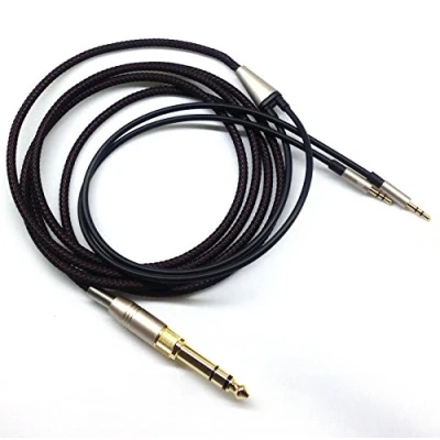 Abbildung von KetDirect, Ersatzkabel für Hifiman HE400S / HE 400I HE560 350 HE1000 HE1000, V2 Kopfhörer, 3,5 mm Stecker &amp; 6,35 Adapter auf 2 x 2,5 Klinkenstecker, Audio, HiFi, m,Schwarz