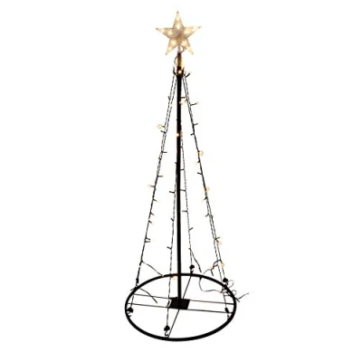 Abbildung von Spetebo LED Baum Lichterbaum mit Stern 120 cm, 1, fest integriert, warmweiß, Weihnachtsbaum schwarz Deko Lichter Kegel Außen Innen, 70 Innen