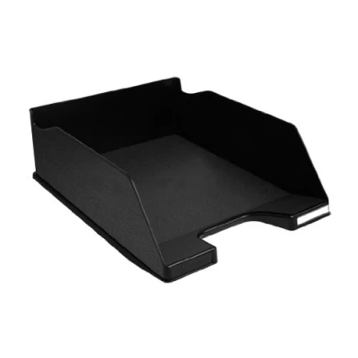 Abbildung von Exacompta 11514D 4er Pack Premium Briefablage Combo Maxi DIN A4. Idealer Briefkorb für Ihre Organisation. Robuster und stapelbarer Ablagekorb schwarz