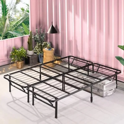 Abbildung von Zinus SmartBase Bett 135 x 190 cm Höhe 35 Ideal für EIN Gästebett Mit Stauraum unter dem Metallbett Schwarz