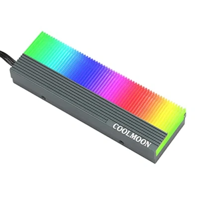 Abbildung von Luqeeg 5 V ARGB Dual Interface NVMe M.2 Kühlkörper SSD Kühler Nur für 2280 Laufwerke, mit Wärmeleitpad, RGB Hintergrundbeleuchtung