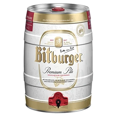 Abbildung von BITBURGER® Premium Pils Partyfass mit Zapfhahn (1x 5l) Hopfenbetonter Pilsgenuss Aus Besten Hopfensorten Nach Deutschem Reinheitsgebot Gebraut
