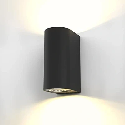 Abbildung von B.K.Licht Wandleuchte LED Wandlampe Außen &amp; Innen Wandspot 15x9cm schwarz IP44 BKL1140, wechselbar, Warmweiß, 3000K Badleuchte Hauswand Up Down 2x GU10 5W 400lm Terrasse Badezimmer