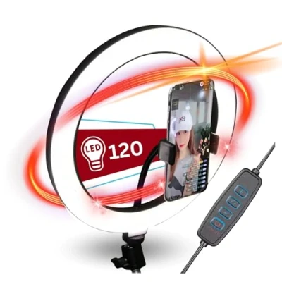 Abbildung von TronicXL Ringlicht 10 Zoll für Stativ I Ring Light mit Handyhalter ohne Tripod 1/4&quot; Adapter Kamerastativ YouTube Video Streaming Smartphone TikTok Live Fotografie