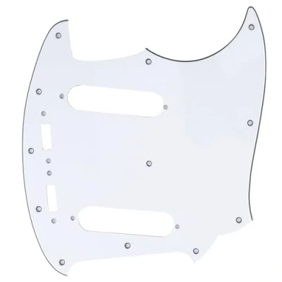 Abbildung von Musiclily Pro 12 Löcher Pickguard Gitarren Schlagbrett für MIJ Fender Japan Mustang,3 lagig Weiß
