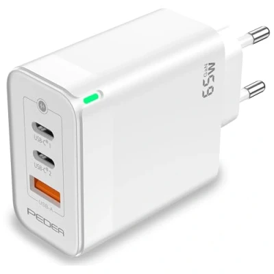 Abbildung von PEDEA Triple 65W GaN USB C (PD) A Schnelllade Gerät (geeignet für Apple iPhone, Samsung Galaxy, Google Pixel)