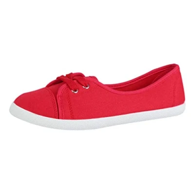 Abbildung von Elara Damen Ballerinas Sneaker Schnürer Chunkyrayan BD1413 Rot 39