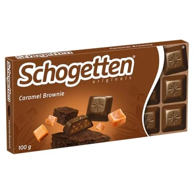 Abbildung von Schogetten Caramel Brownie 100g Schokoladentafel, praktisch einzeln portioniert. Ein Genuss. Stück für Stück.