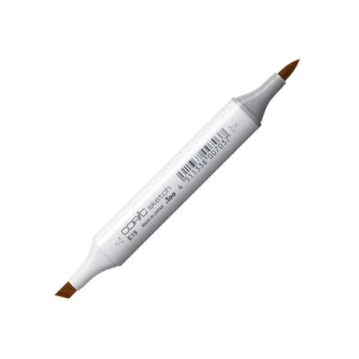 Abbildung von COPIC Sketch Marker Typ E 19, Redwood, professioneller Pinselmarker, mit einer Super Brush Spitze und Medium Broad