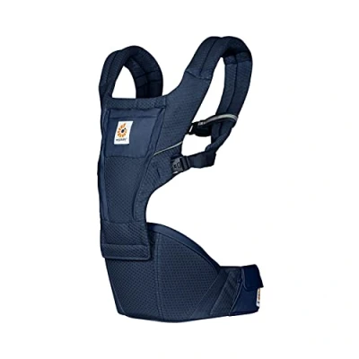 Abbildung von Ergobaby Alta Hip Seat Babytrage mit Babyhüftsitz für Babys und Kleinkinder ab 4 Monaten (5,5 kg 20,4 kg), Hüftsitz Trage Hüfttrage SoftFlex Mesh, Midnight Blue