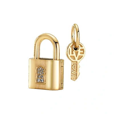 Abbildung von Pandora Bead Padlock and key 14k gold plated charm
