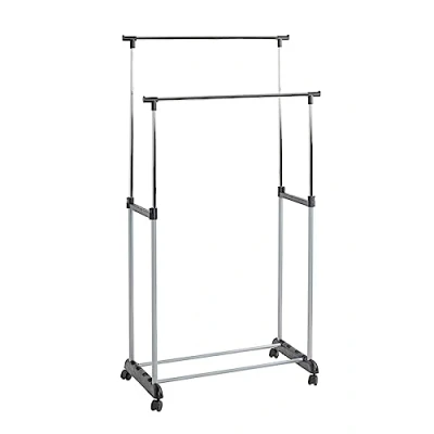 Abbildung von HAKU Möbel Rollgarderobe alu, Chrom, schwarz, Kunststoff, Metall Maße: B 80 cm x H 96 165 T 42 cm, Style: Modern
