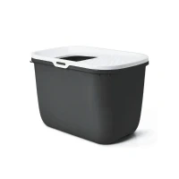 Abbildung von Savic Katzentoilette HOP IN, mit Einstieg von oben grau weiss ideal für Stehpinkler