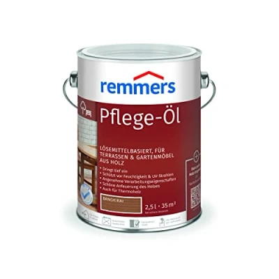 Abbildung von Remmers Pflege Öl bangkirai, 2,5 Liter, Holzöl für Holz innen und außen, wasserabweisend, wetterfest, Gartenmöbel Holzterrassen geeignet