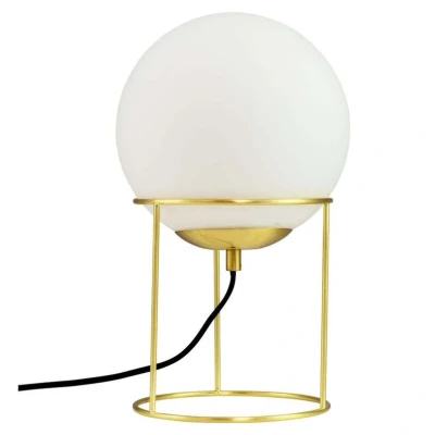 Abbildung von Dyberg Larsen Tischlampe Madrid, opal/messingfarben, 34 cm