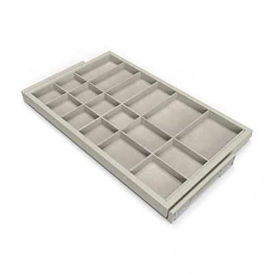 Abbildung von Emuca Organisationsschublade mit sanft schließenden Schienen für Schränke, Modul 800mm, regulierbare, Steingrau lackiert