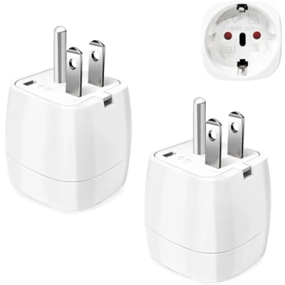 Abbildung von Reiseadapter USA 2Stück，USA Adapter Steckdose Deutschland Plug ，Adapter Stecker für EU zu Amerika/Kanada/Mexiko/Thailand usw,Typ B Reisestecker Stromadapter,Weiß