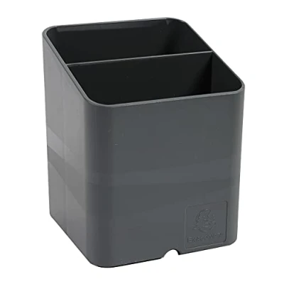 Abbildung von Exacompta 67707D Premium Stiftehalter Pen Cube mit 2 Fächern für mehr Ordnung auf dem Schreibtisch Stifteköcher Stiftebox Aufbewahrungsbox Organizer mausgrau, 1 Stück
