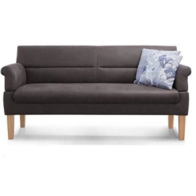 Abbildung von Cavadore 3 Sitzer Sofa Kira mit Federkern / Sitzbank für Küche, Esszimmer Inkl. Armteilfunktion 189 x 94 81 Kunstleder grau