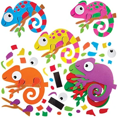 Abbildung von Baker Ross FX562 Chameleon Mix und Match Magnet Bausätze Packung mit 8, Tierschaum Bastelset für Kinder
