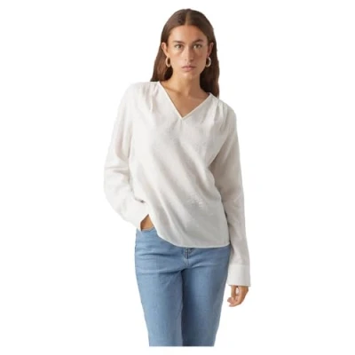 Abbildung von Vero Moda Vmlena LS Pleat NOOS Bluse, Damen, Größe: Small, Snow white