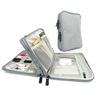 Abbildung von MyGadget Universal Kabel Organizer Tasche für Elektronik Zubehör Reise Kabeltasche Aufbewahrung Reisekabel wie Ladekabel Ladegerät SD Karte Grau