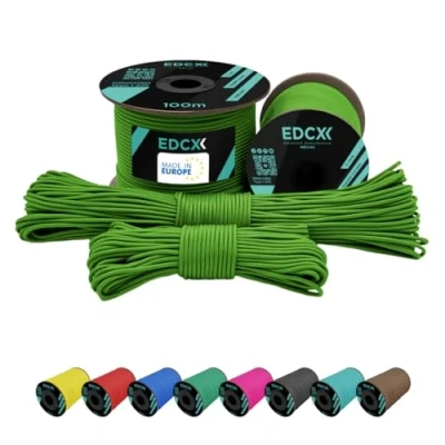 Abbildung von EdcX 2 mm Nylon Paracord 275 (15, 30, 50 and 100 m) 100% Rope, 3 Strand Cord, Cord in Many Colours (Green Golf, 30
