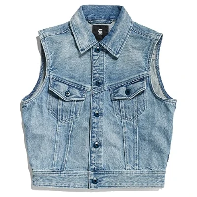 Abbildung von G STAR RAW Damen Slim Denim Vest, Blau (sun faded air force blue D22582 B988 C947), XL