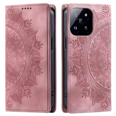 Abbildung von CoverKingz Handyhülle für Xiaomi 14 Handytasche mit Kartenfach Wallet Case Cover Handy Hülle klappbar Motiv Mandala Rose