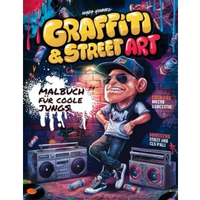 Abbildung von Graffiti &amp; Street Art Malbuch für Jungs Mädchen ab 10 Jahren (Cooles Geschenk): 50 grosse Motive (Astronaut, Hip Hop, UFO, Skateboard): Ausmalen Entspannen Kinder, Teenager Erwachsene