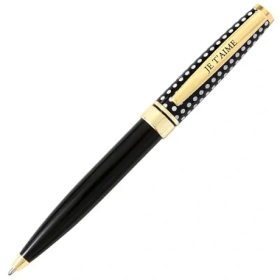 Abbildung von Die carterie 76000711 Kugelschreiber Einziehbar Serie Black &amp; Gold mit Botschaft auf Clip Ich liebe dich