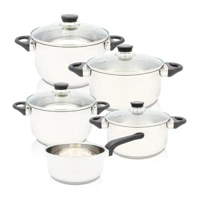 Abbildung von Krüger Topf Set &quot;Apollo&quot;, Edelstahl, (Set, 9 tlg., 1 Bratentopf Ø 16/20 cm, Fleischtopf Stieltopf 16 cm), Induktion