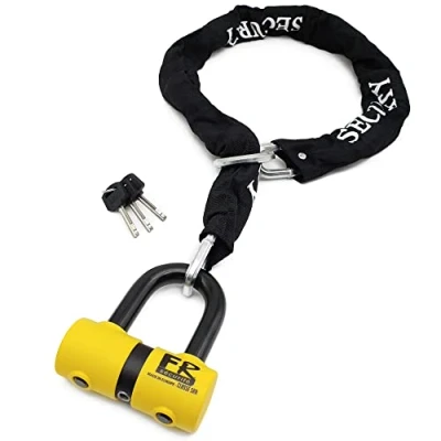 Abbildung von FR SECURITE FR50+10.120L Motorrad Diebstahlkette Mini U Schloss Zugelassen SRA Sicherheitsschutz Roller Fahrrad Multifunktions Stahlringschlaufe Kette 120 cm