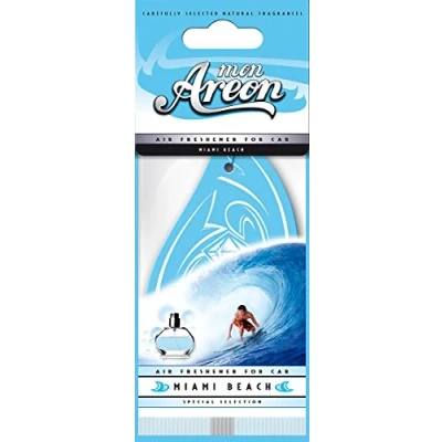 Abbildung von AREON Mon Auto Lufterfrischer Miami Beach Anhänger Hängend Aufhängen Spiegel Blau Duft Autoduft Pappe 2D Wohnung (Set Pack x 10)
