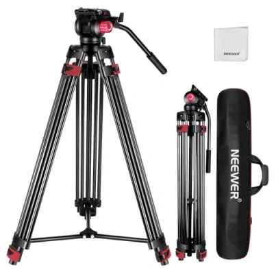 Abbildung von NEEWER 79&quot; Kamera Stativ mit 360 Kugelkopf, Heavy Duty Aluminiumlegierung Videostativ QR Platte Kompatibel Canon Nikon Sony und andere DSLR Camcorder, Max. Last 17,6lb, Reinigungstuch