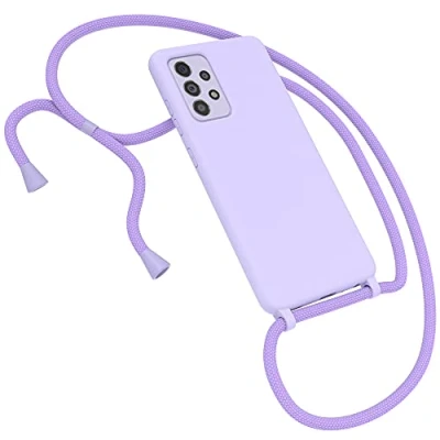 Abbildung von EAZY CASE Premium Silikon Handykette kompatibel mit Samsung Galaxy A52 / (5G) A52s Handyhülle Umhängeband, Handykordel Schutzhülle, Silikonhülle, Hülle Band, Kette, Lila