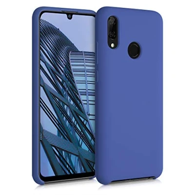 Abbildung von kwmobile Hülle kompatibel mit Huawei P Smart (2019) Silikon Handy Case Handyhülle weiche Oberfläche kabelloses Laden Kornblumenblau