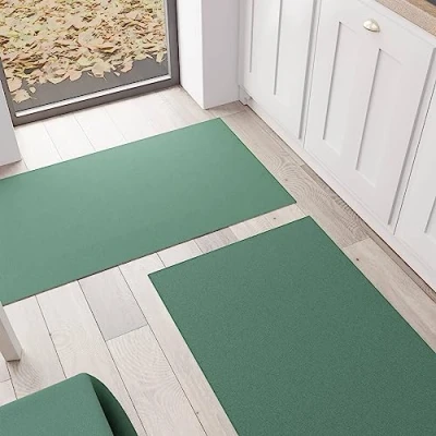 Abbildung von PETTI Artigiani Italiani Küchenteppich Läufer Waschbar rutschfest Teppichläufer Einfarbig 52x340 cm Grün 100% Made in Italy