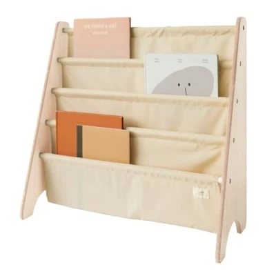 Abbildung von 3 Sprouts Kinder Bücherregal aus Holz Montessori Regal für Kinderzimmer Beige