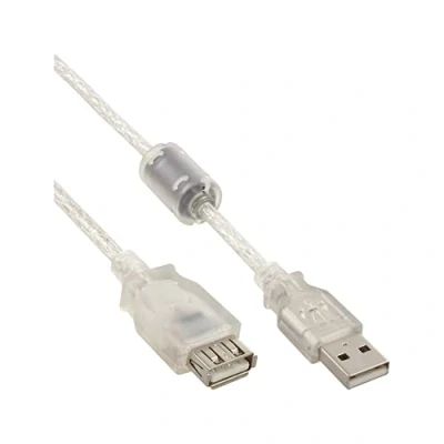 Abbildung von InLine 34603Q USB 2.0 Verlängerung, Stecker / Buchse, Typ A, transparent, mit Ferritkern, 3m