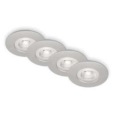 Abbildung von Briloner Leuchten LED Einbauleuchte 7999 044, Dimmfunktion, fest verbaut, Warmweiß, 4er Set, ultraflach, IP44, Warmweiß 3000K, chrom matt, 9 cm