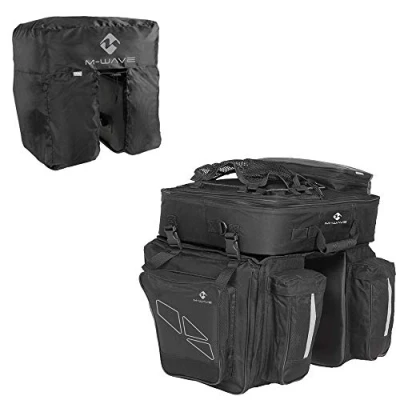 Abbildung von M Wave Unisex Erwachsene Amsterdam Triple Gepäckträgertasche inkl. Regenhaube, schwarz