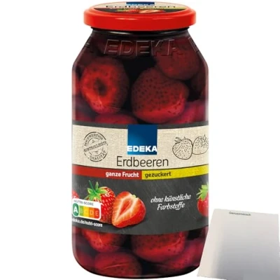 Abbildung von Edeka Erdbeeren gleichmäßig große Früchte gezuckert (680g Glas) + usy Block